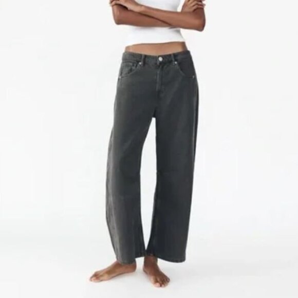 Zara Denim - Zara relaxed mid rise trf balloon jeans denim in dark grey size US 8